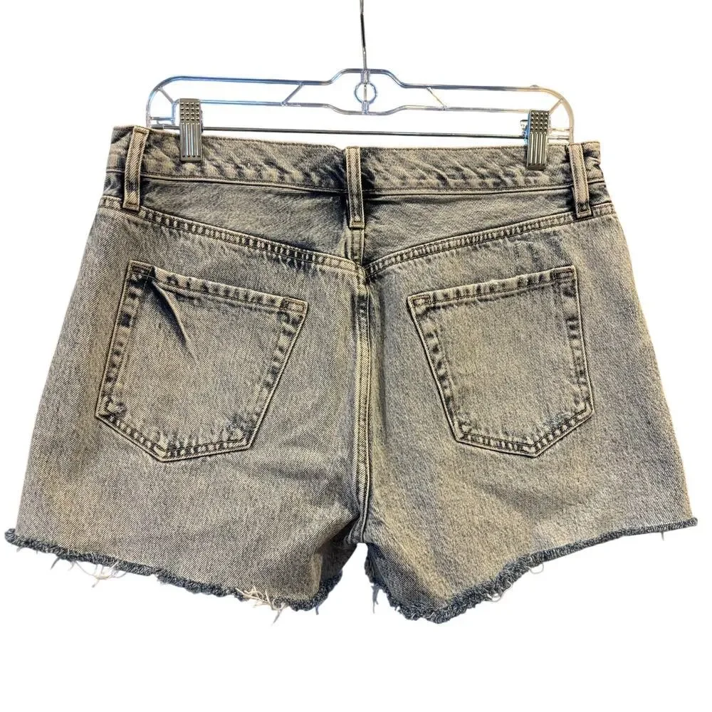 FRAME Le Simone High Rise Cut-Off Denim Shorts Acid Wash Raw Hem Size 29 Retro - Picture 3 of 8
